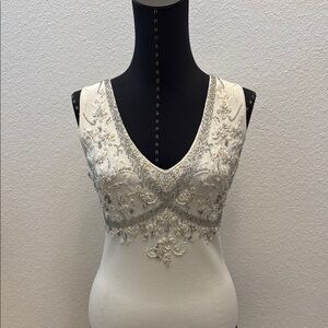 Radzoli Cream Embellished Tank Top